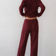 The Sweater Rib Simple Pant | Oxblood
