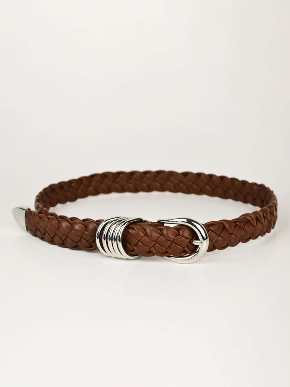 Hollyhock Leather Braided | Mahogany & Silver