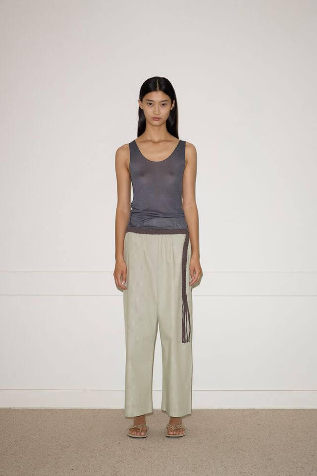 Deiji Studios Ease Trouser in Pistachio Stripe