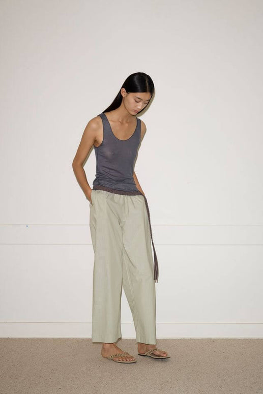 Deiji Studios Ease Trouser in Pistachio Stripe