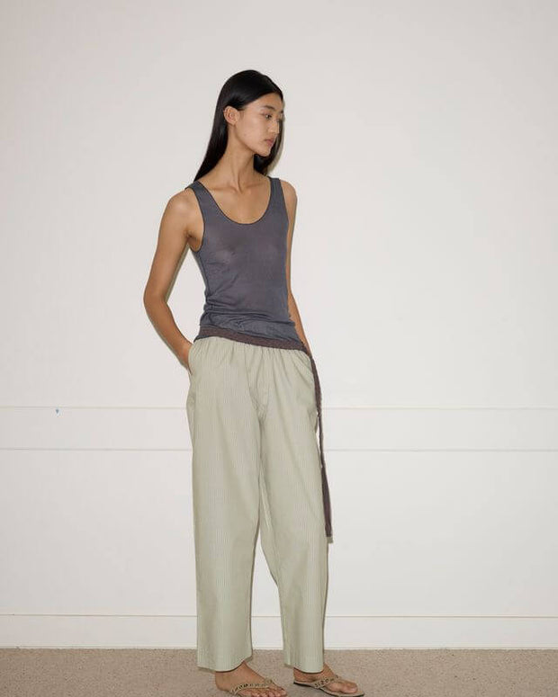 Deiji Studios Ease Trouser in Pistachio Stripe