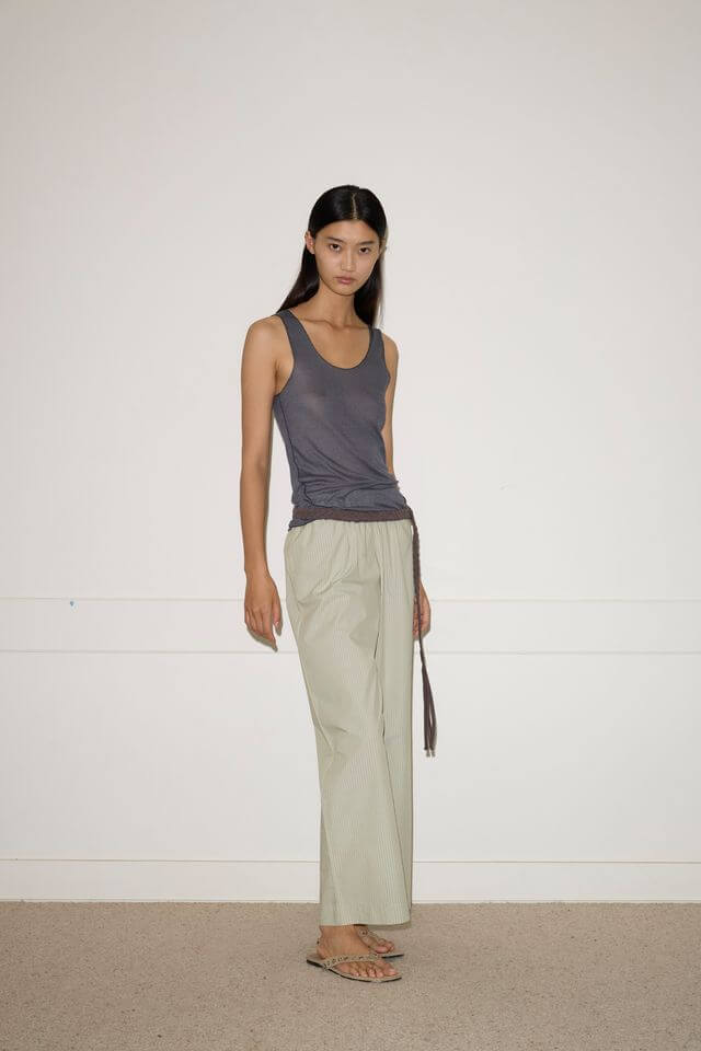 Deiji Studios Ease Trouser in Pistachio Stripe