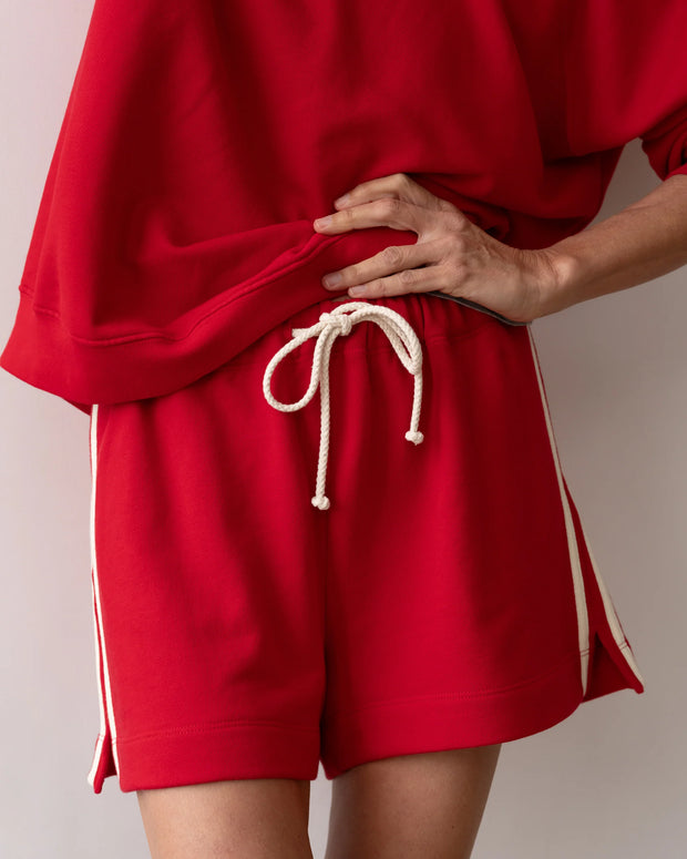 Donni Stripe Eco Terry Short Bell Pepper Red
