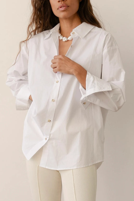 Donni Pop Button Down Shirt White 
