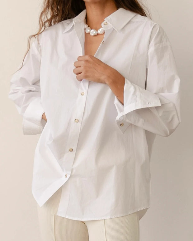 Donni Pop Button Down Shirt White 