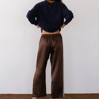 The Silk Stripe Crop Pant | Espresso