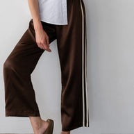 The Silk Stripe Crop Pant | Espresso