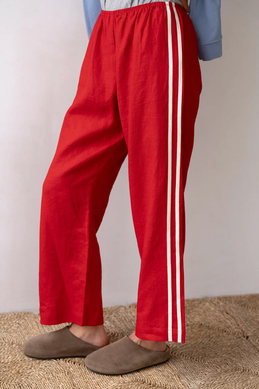 Linen Crop Stripe Pant | Bell Pepper