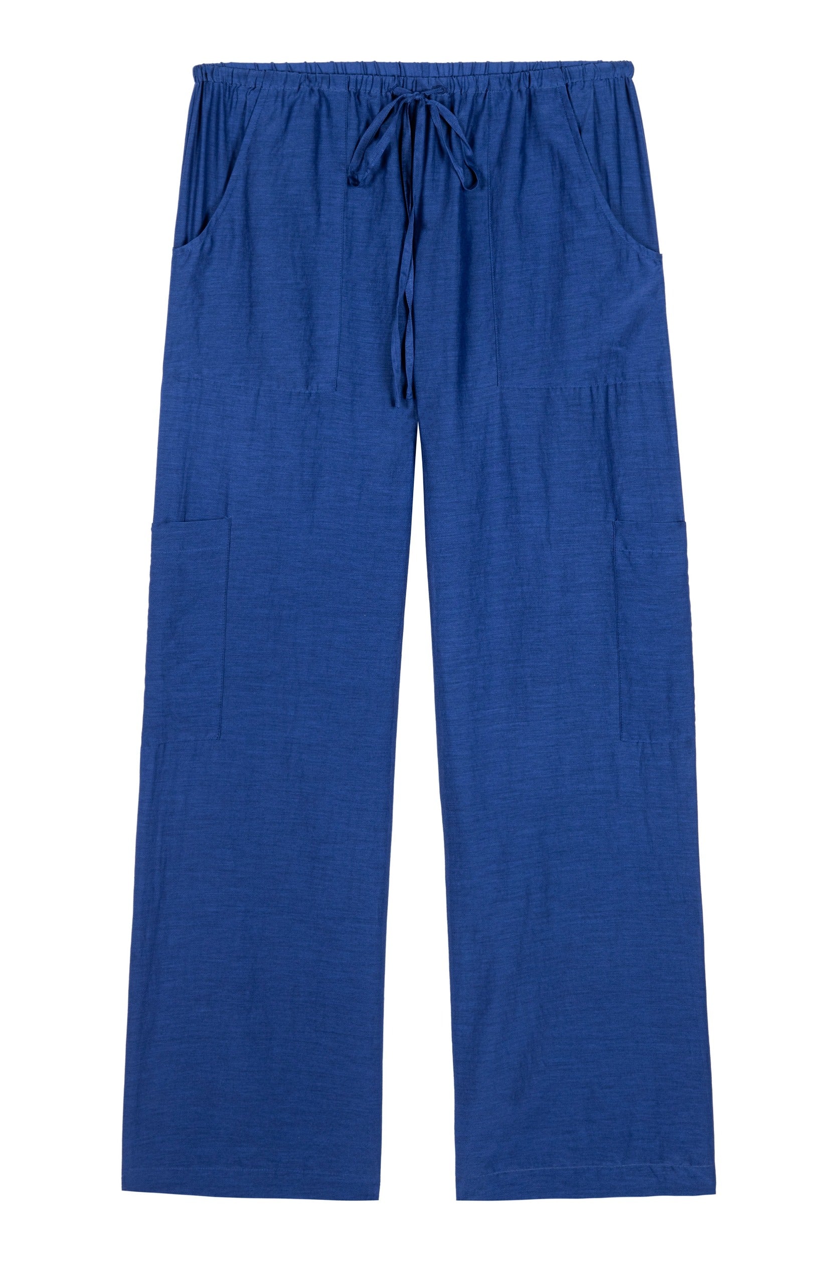 Donni Silk Cotton Sheer Cargo Pant in Azure Blue 