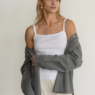 Donni Pointelle Square Neck Tank in Powder
