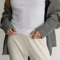 Donni Pointelle Square Neck Tank in Powder