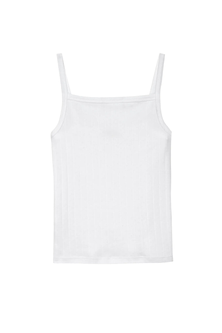 Donni Pointelle Square Neck Tank in Powder