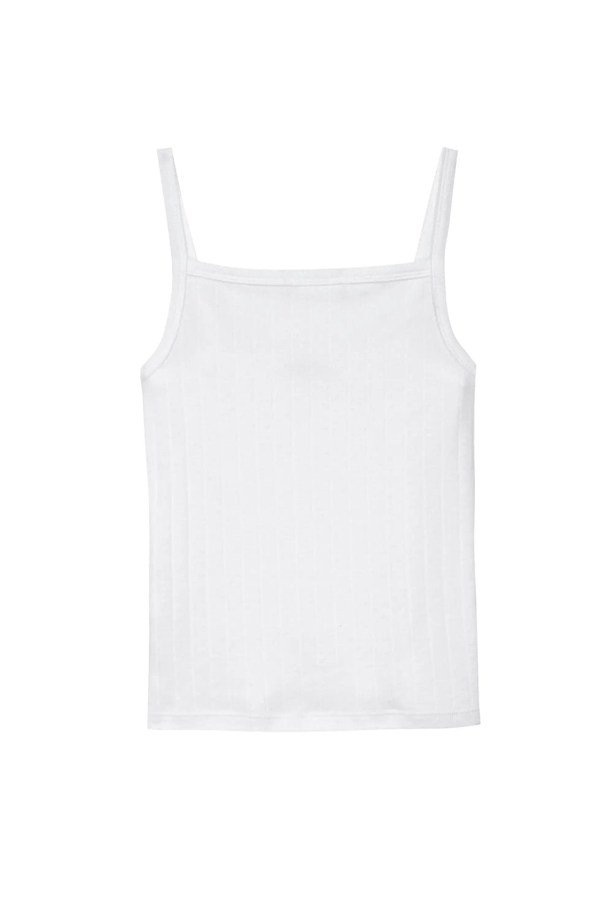Donni Pointelle Square Neck Tank in Powder