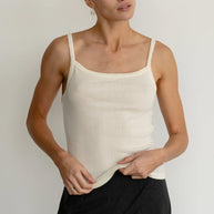 Donni Pointelle Square Neck Tank Creme