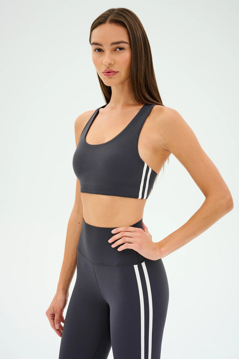 Splits59 Ella Airweight Bra in Graphite and White 