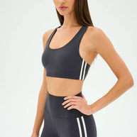 Splits59 Ella Airweight Bra in Graphite and White 