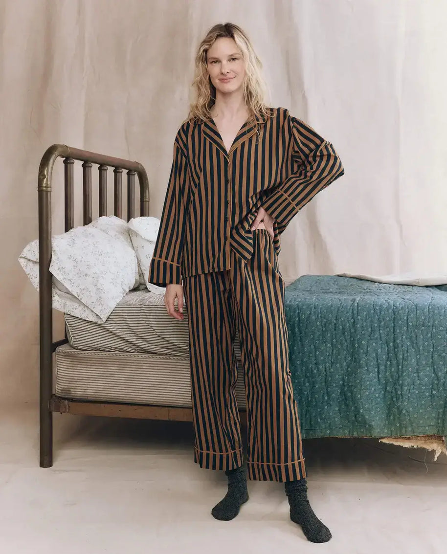The Pajama Shirt in Club Stripe The Great 