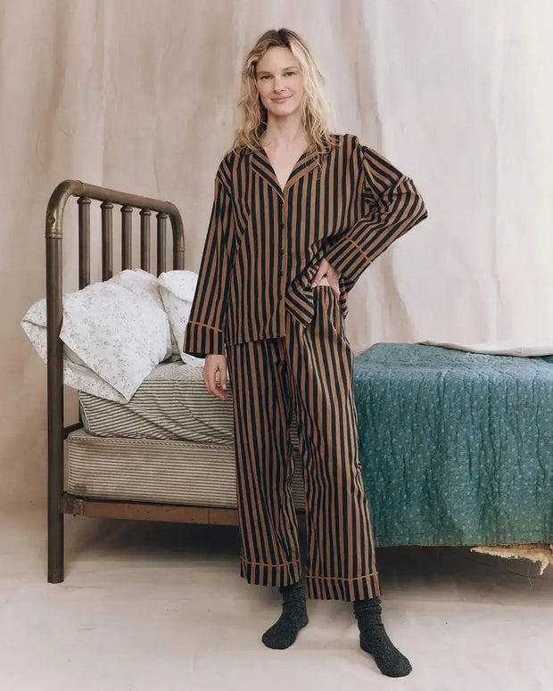 The Pajama Shirt in Club Stripe The Great 