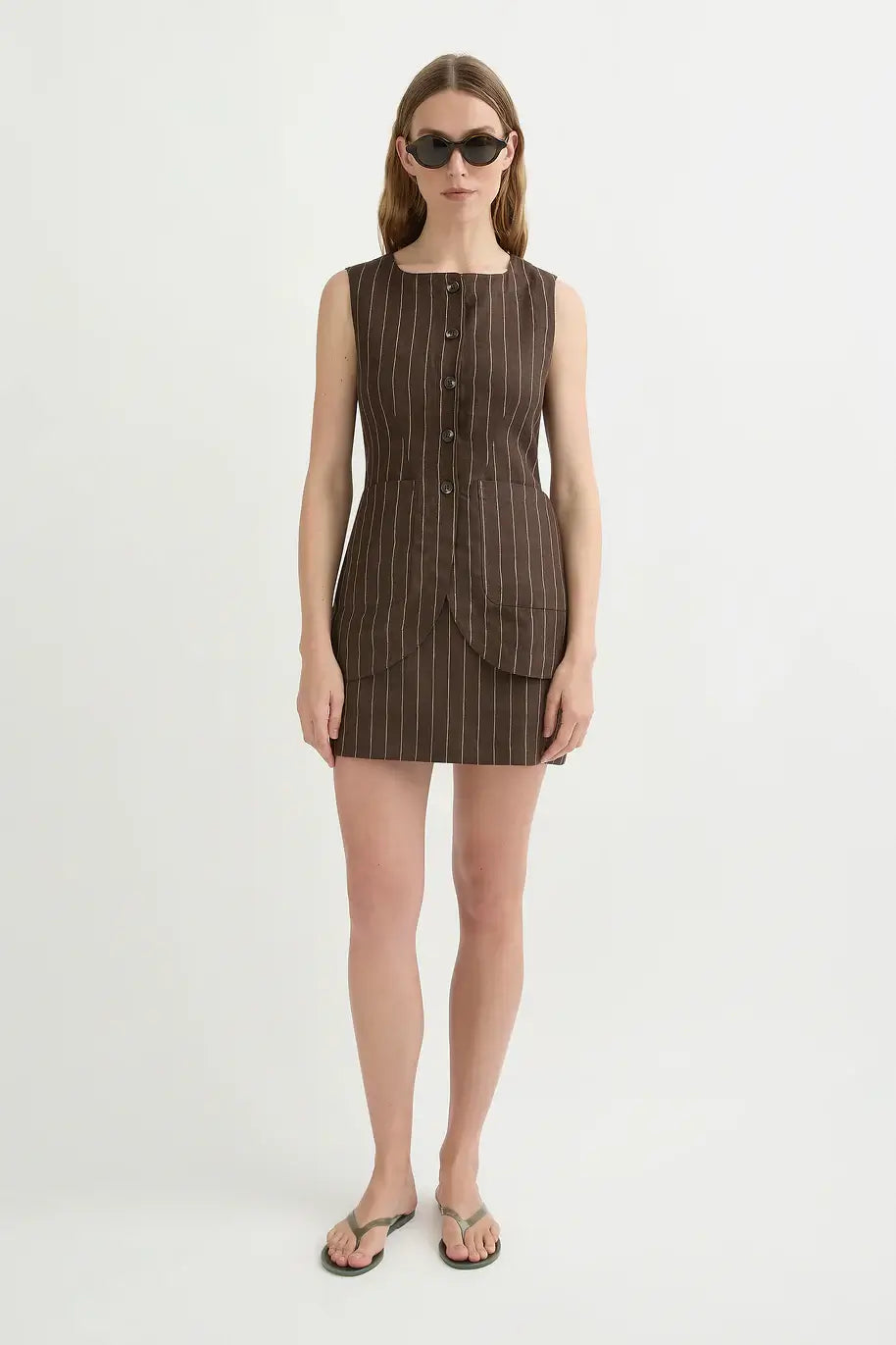 Emma Vest | Chocolate Cream Pinstripe