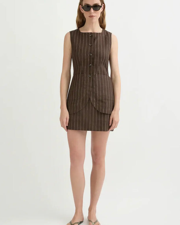 Emma Vest | Chocolate Cream Pinstripe