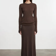 Cashmere Bias Skirt | Dark Brown