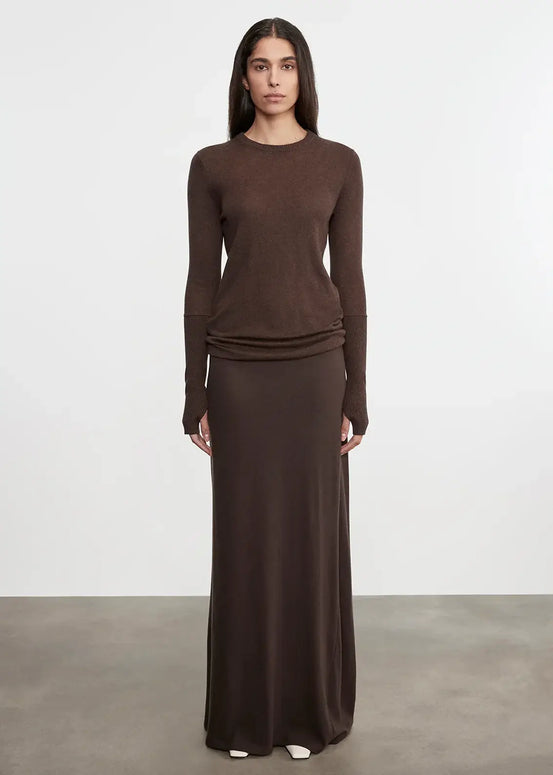 Cashmere Bias Skirt | Dark Brown