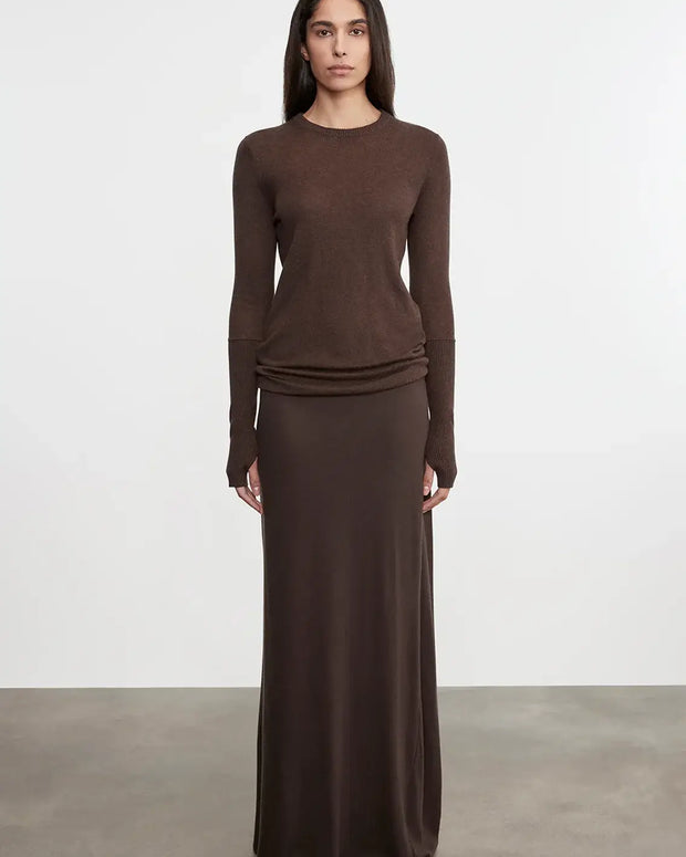 Cashmere Bias Skirt | Dark Brown