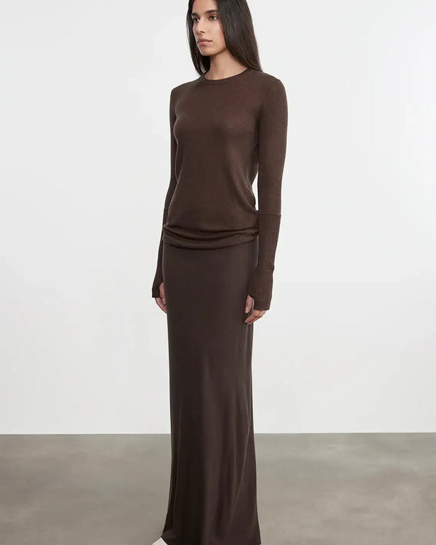 Cashmere Bias Skirt | Dark Brown