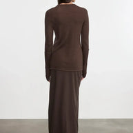 Cashmere Bias Skirt | Dark Brown
