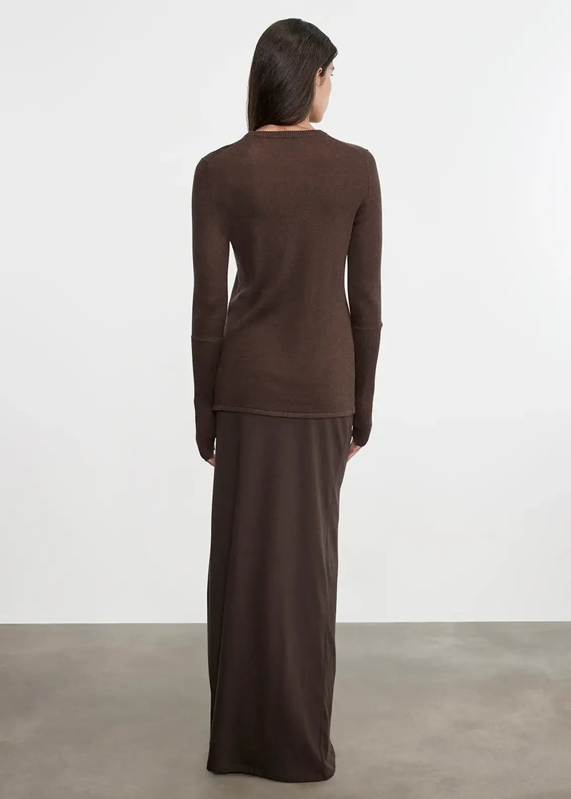 Cashmere Bias Skirt | Dark Brown