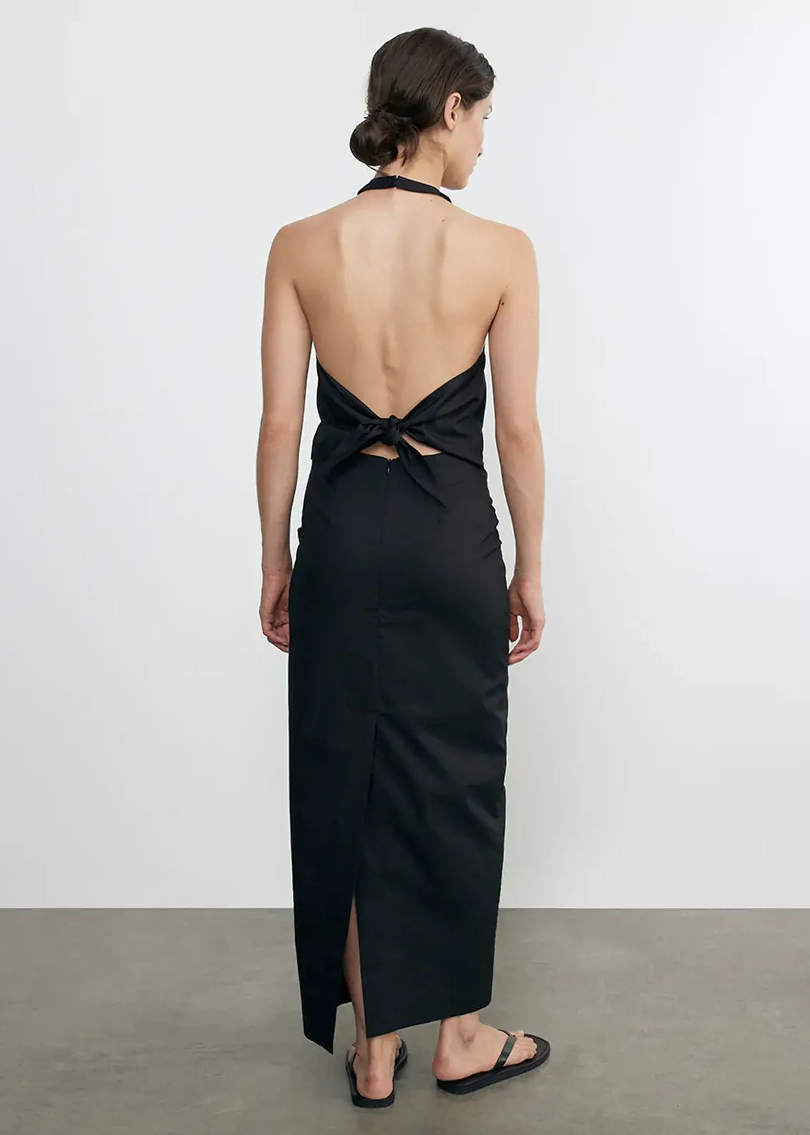 Enza Costa Poplin Halter Dress Black