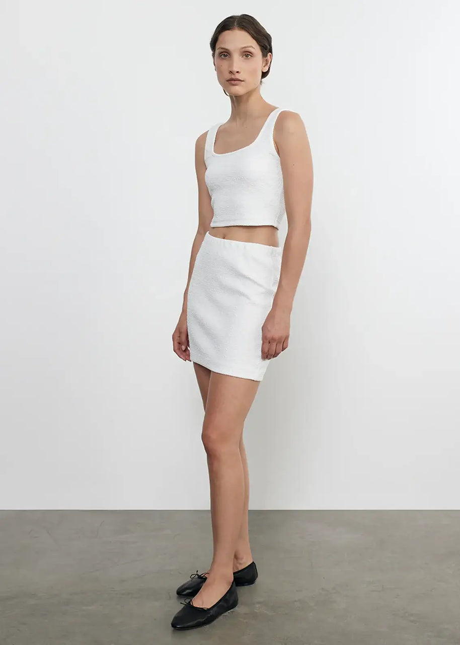 Enza Costa Jacquard Mini Skirt in White