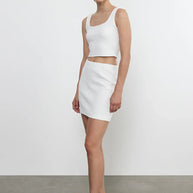 Enza Costa Jacquard Mini Skirt in White
