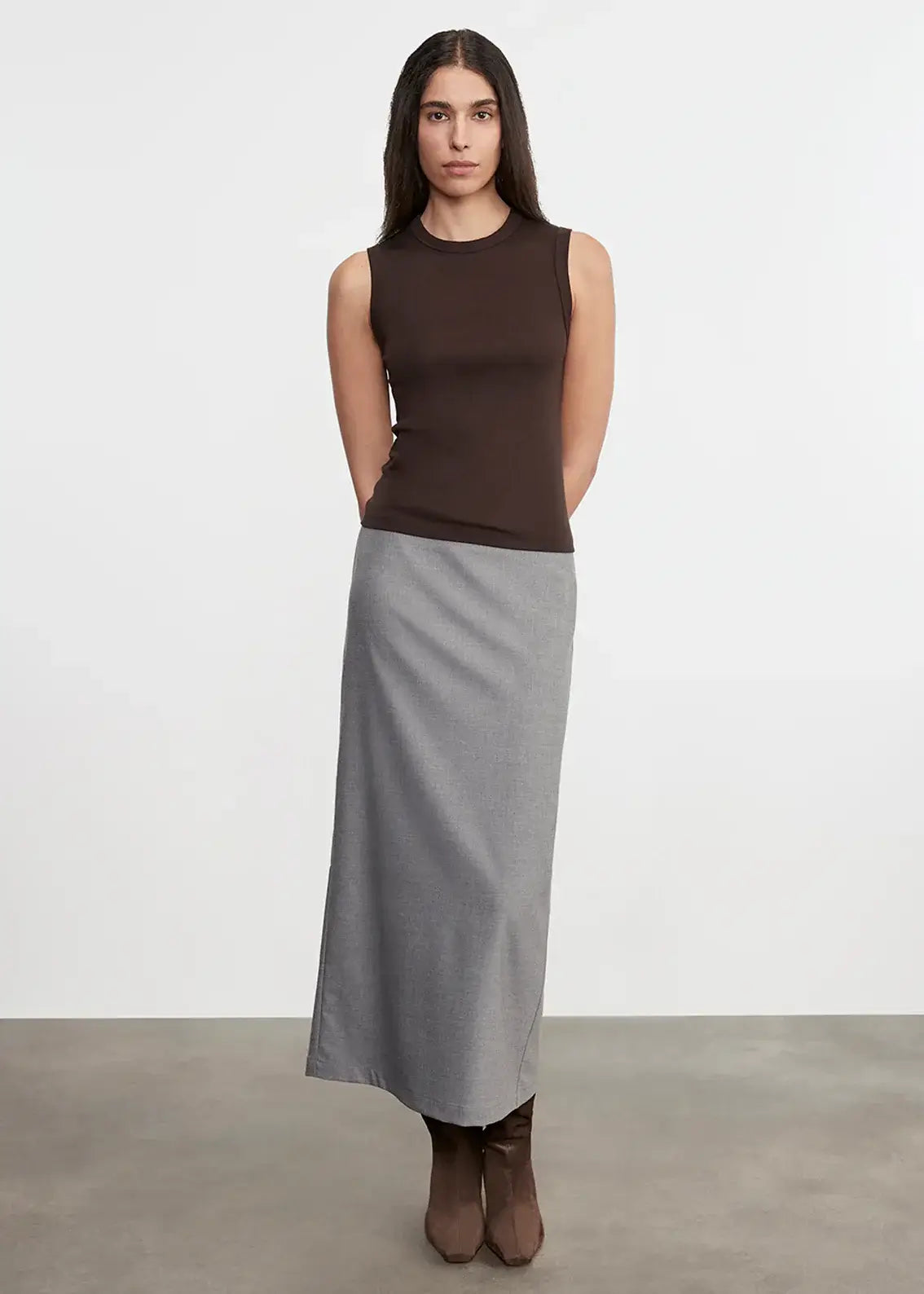 Enza Costa Supima Cotton New Classic Sleeveless Tee in Coffee Bean 