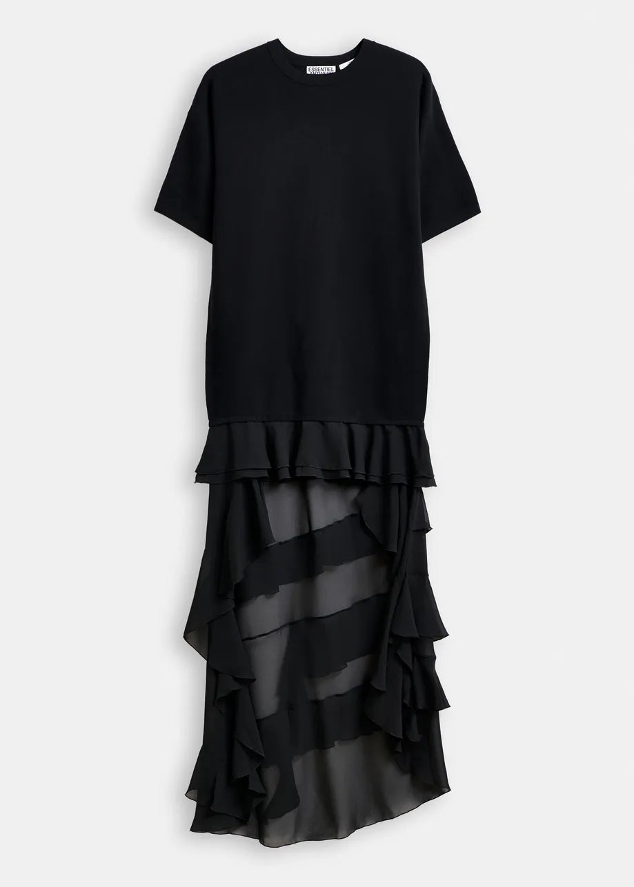 Black Knitted Dress | Sheer Layers