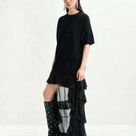 Black Knitted Dress | Sheer Layers