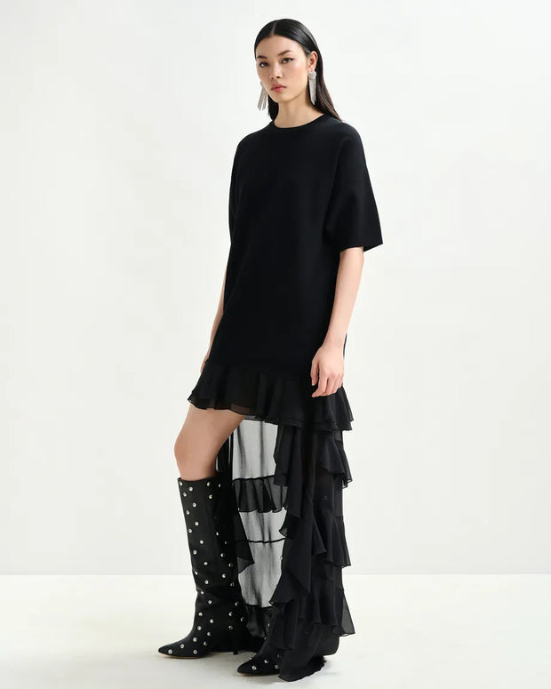 Black Knitted Dress | Sheer Layers
