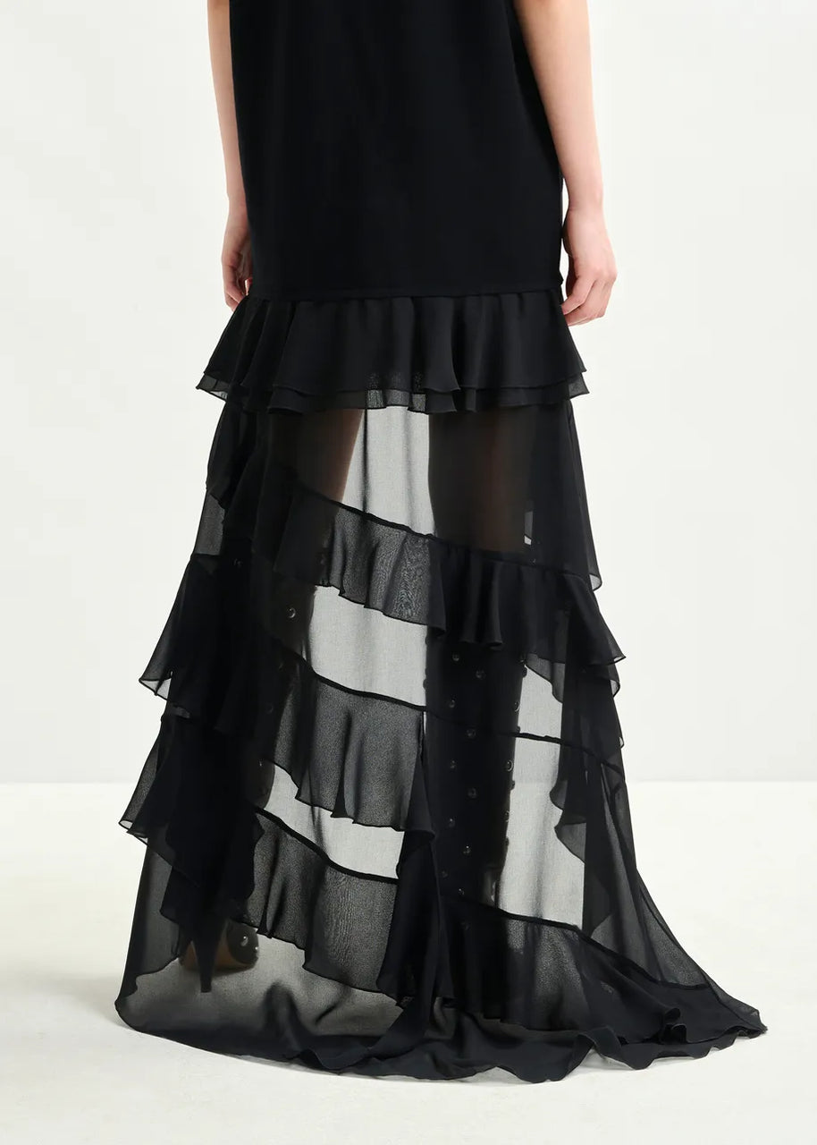 Black Knitted Dress | Sheer Layers