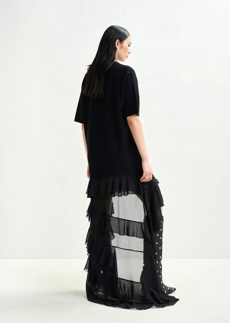 Black Knitted Dress | Sheer Layers