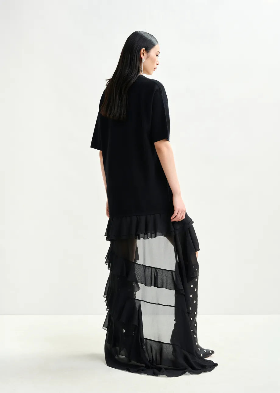 Black Knitted Dress | Sheer Layers