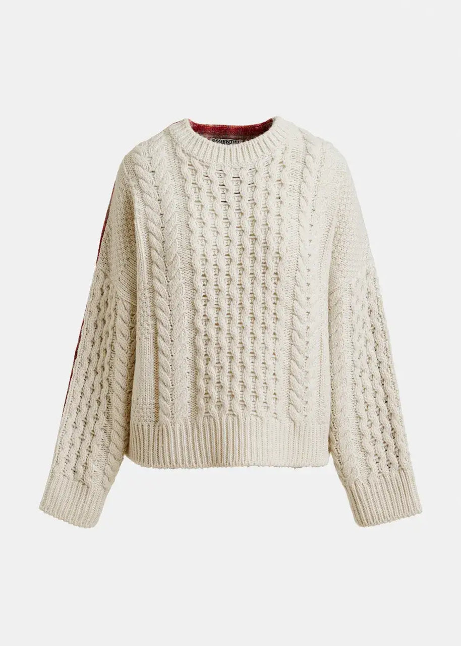 Cable Knit Plaid Sweater Essentiel Antwerp