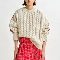 Cable Knit Plaid Sweater Essentiel Antwerp