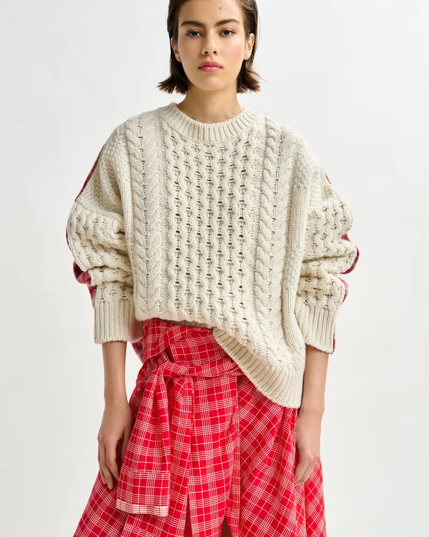 Cable Knit Plaid Sweater Essentiel Antwerp
