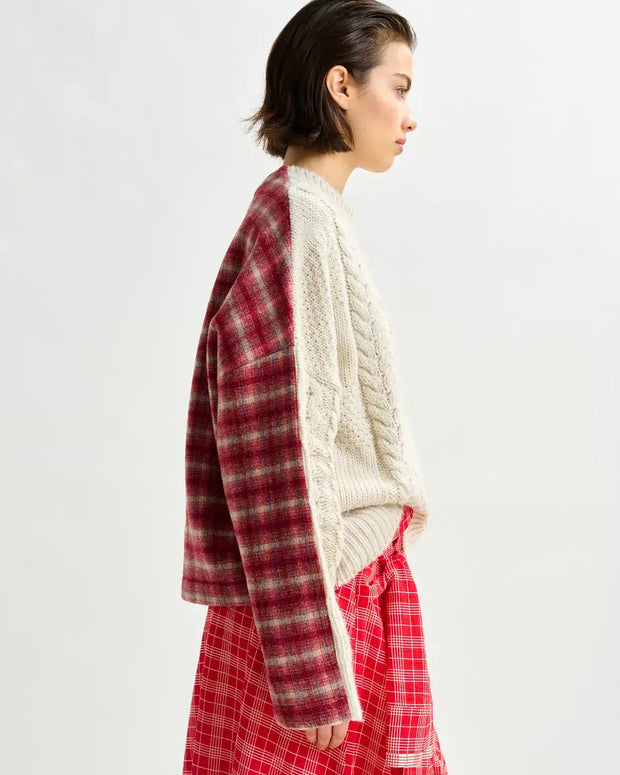 Cable Knit Plaid Sweater Essentiel Antwerp