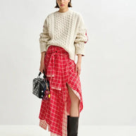 Cable Knit Plaid Sweater Essentiel Antwerp