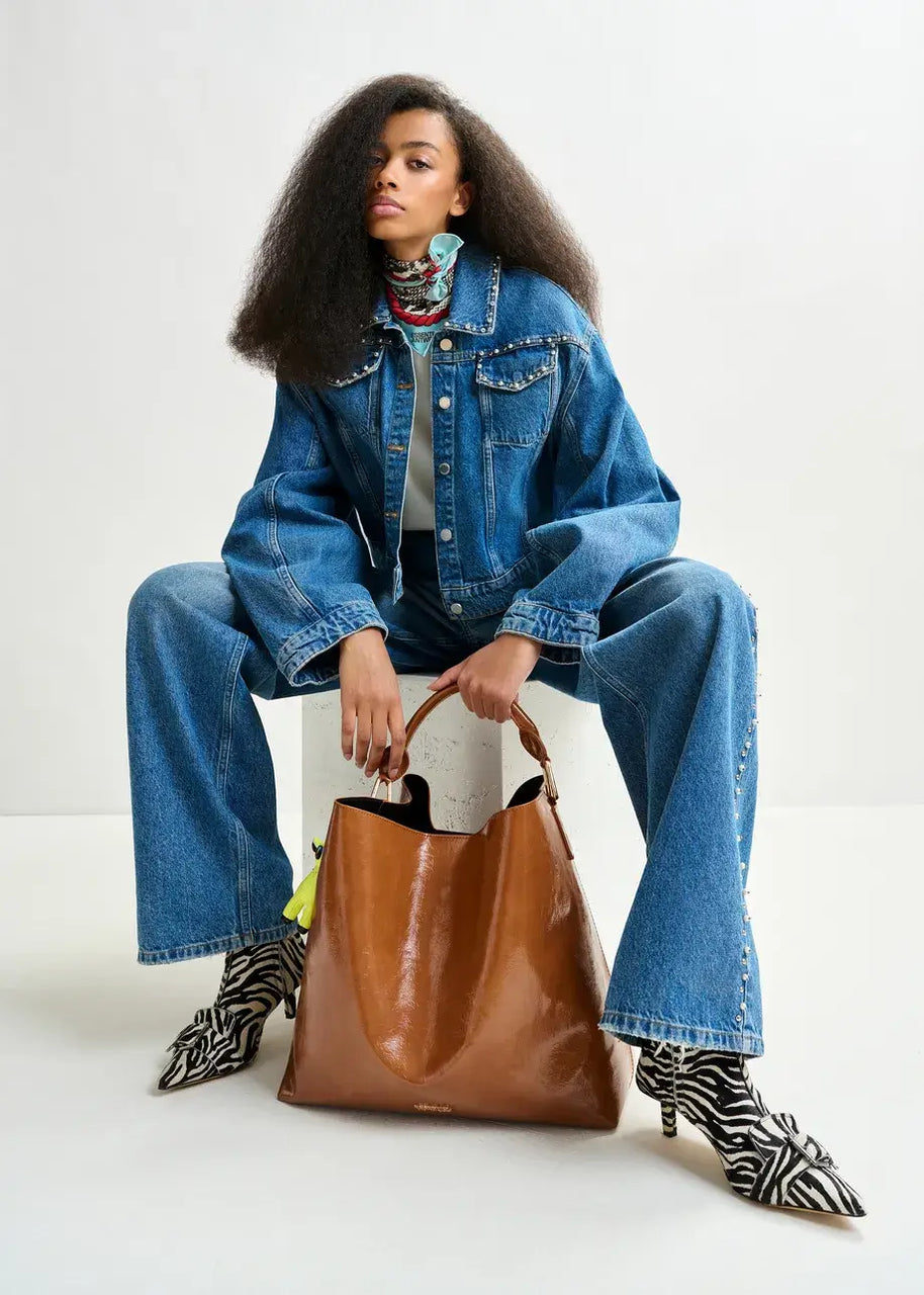 Blue Cropped Denim Jacket | Pearl and Stud