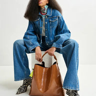 Blue Cropped Denim Jacket | Pearl and Stud