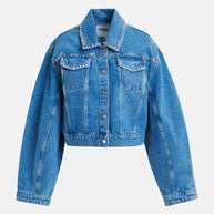 Blue Cropped Denim Jacket | Pearl and Stud