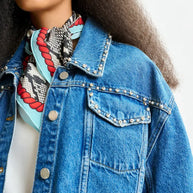 Blue Cropped Denim Jacket | Pearl and Stud