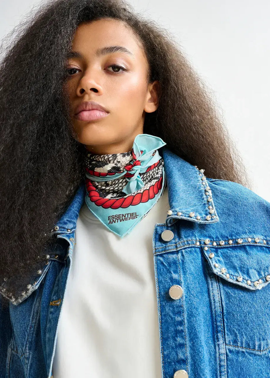 Blue Cropped Denim Jacket | Pearl and Stud